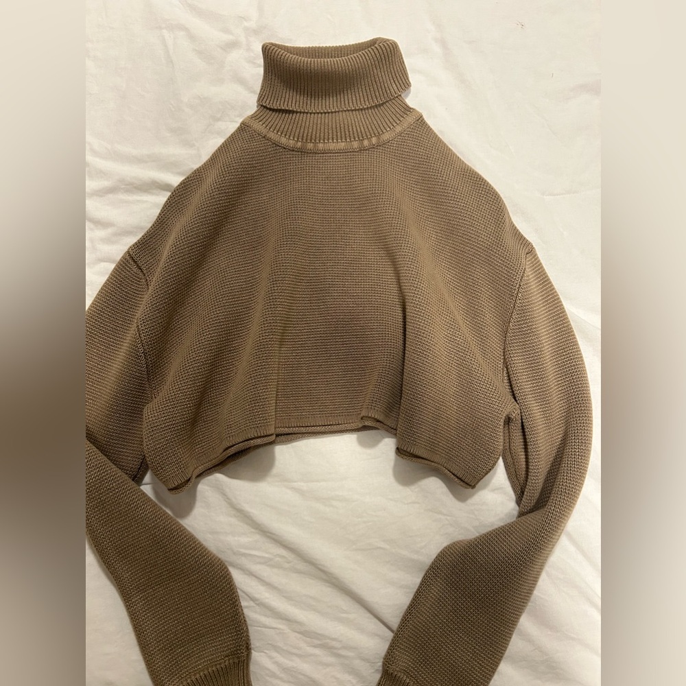 zara cropped turtleneck sweater
